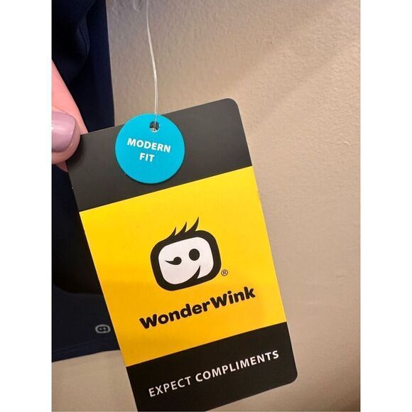 Wonderwink Navy Blue V Neck Stretch Scrup Top Size Small - Picture 3 of 6